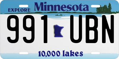 MN license plate 991UBN