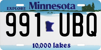 MN license plate 991UBQ