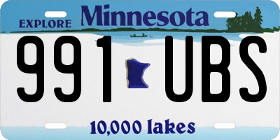 MN license plate 991UBS