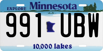 MN license plate 991UBW