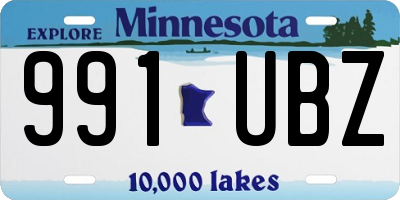 MN license plate 991UBZ
