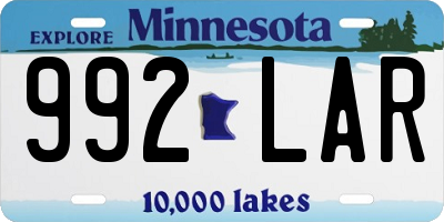 MN license plate 992LAR