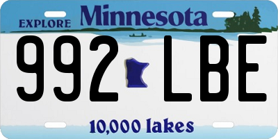 MN license plate 992LBE