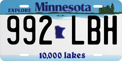 MN license plate 992LBH