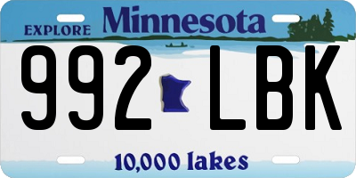 MN license plate 992LBK