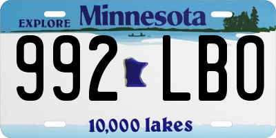 MN license plate 992LBO