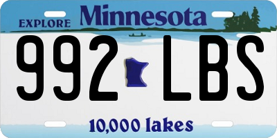 MN license plate 992LBS