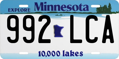 MN license plate 992LCA