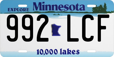 MN license plate 992LCF