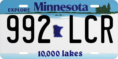 MN license plate 992LCR