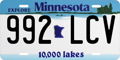 MN license plate 992LCV