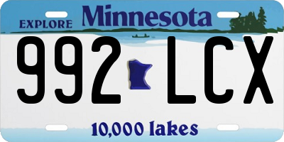 MN license plate 992LCX