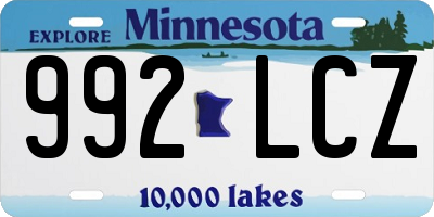 MN license plate 992LCZ