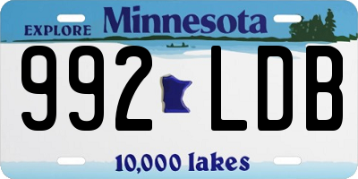 MN license plate 992LDB