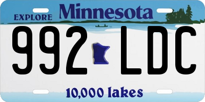 MN license plate 992LDC