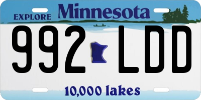 MN license plate 992LDD