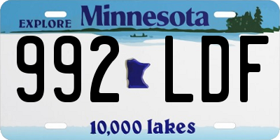 MN license plate 992LDF