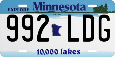 MN license plate 992LDG