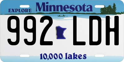 MN license plate 992LDH