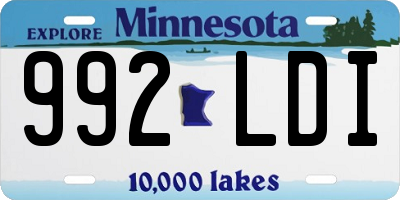 MN license plate 992LDI
