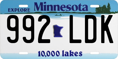 MN license plate 992LDK