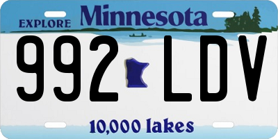 MN license plate 992LDV