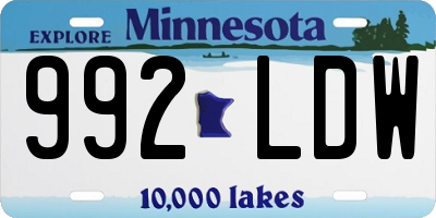 MN license plate 992LDW