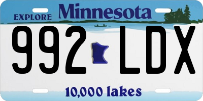 MN license plate 992LDX
