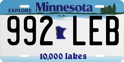 MN license plate 992LEB