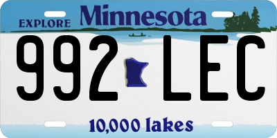 MN license plate 992LEC