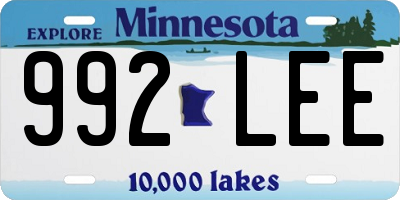 MN license plate 992LEE