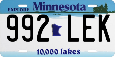 MN license plate 992LEK