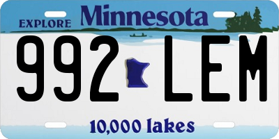 MN license plate 992LEM