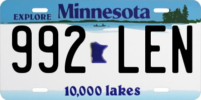 MN license plate 992LEN