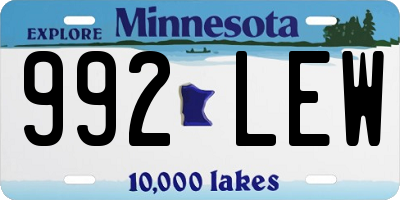 MN license plate 992LEW