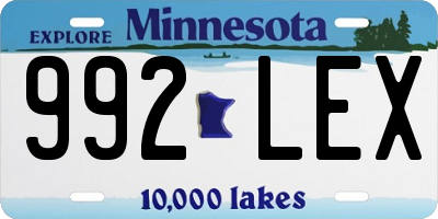 MN license plate 992LEX