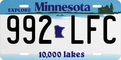 MN license plate 992LFC