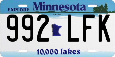 MN license plate 992LFK
