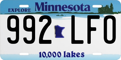 MN license plate 992LFO