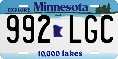 MN license plate 992LGC
