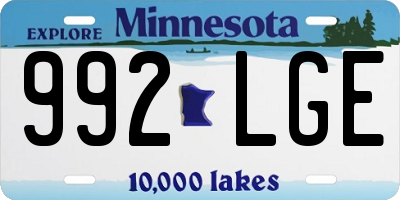 MN license plate 992LGE