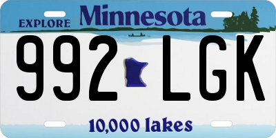 MN license plate 992LGK