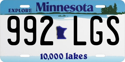 MN license plate 992LGS