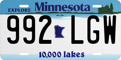 MN license plate 992LGW