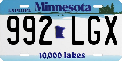 MN license plate 992LGX