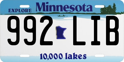 MN license plate 992LIB