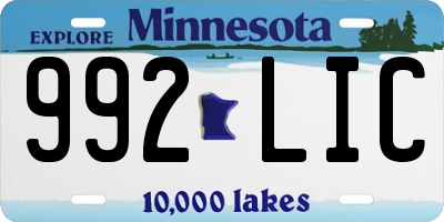 MN license plate 992LIC