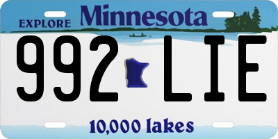 MN license plate 992LIE