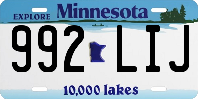 MN license plate 992LIJ