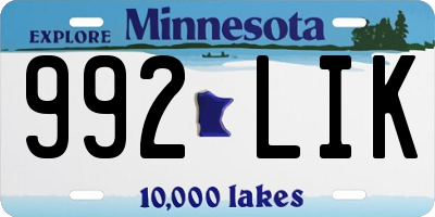 MN license plate 992LIK